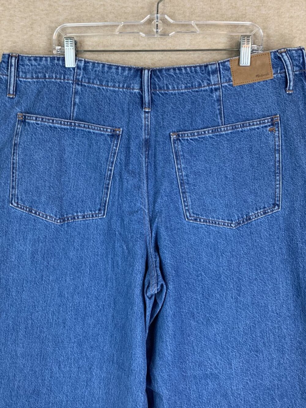 Madewell Wide Sweep Trousers Size 33 Blue Denim Wide Leg Flare 100% Cotton - Picture 8 of 12